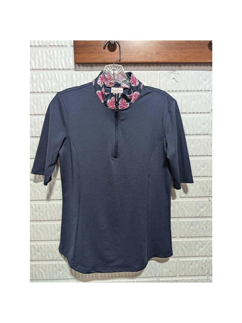 Tommy Bahama Women's Navy Blue Golf 1/4 Half Zip Stretch Polo Knit Shirt Size S